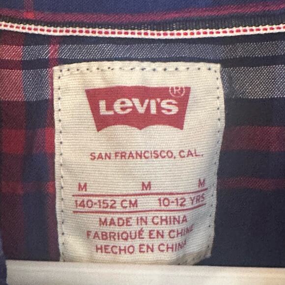 Girl's Levi Plaid Top sz M Long Sleeve Button Down Top M (10/12) - Picture 7 of 7